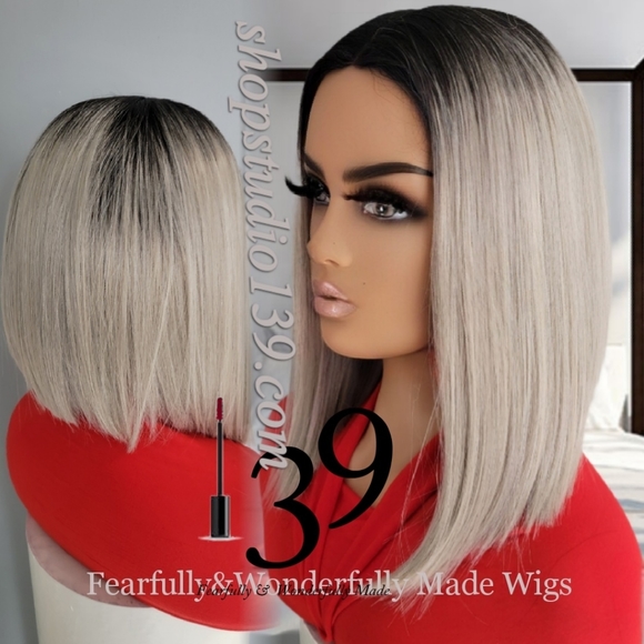 Sexy non lace grey bob with natural middle part - Picture 2 of 4